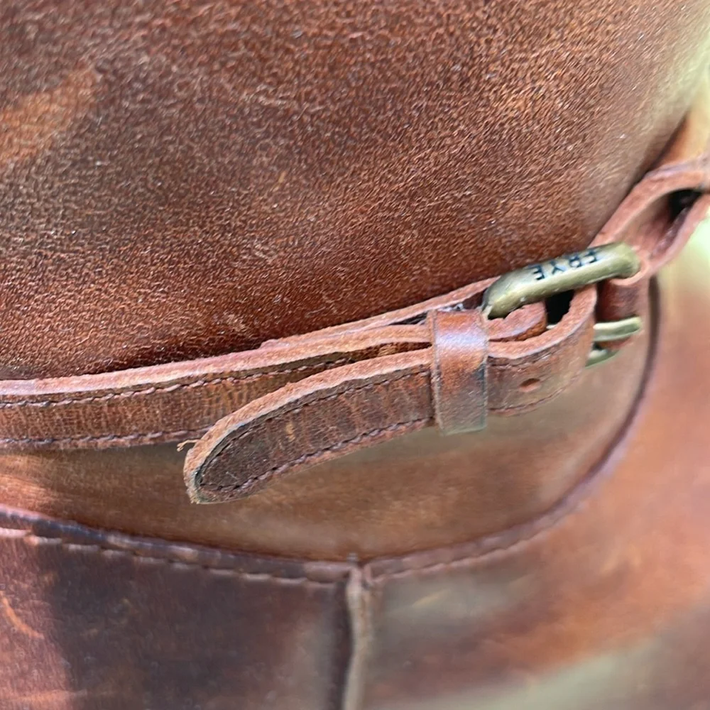 New orange brown Frye grunge leather riding boots